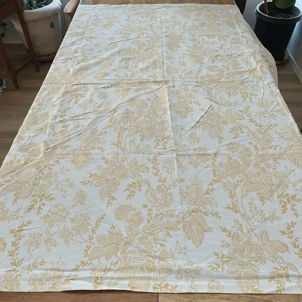 Restoration Hardware Golden Yellow Shower Curtain Cotton Floral Toile Damask